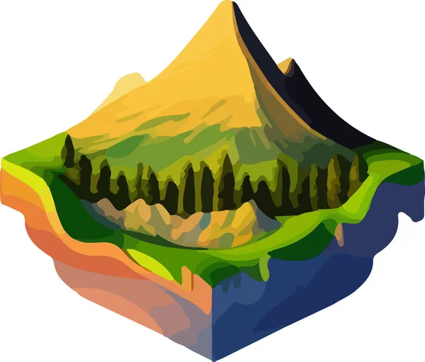 Isometric Beautiful Mountain Landscape Vector Vector Illustration — Stock Vector