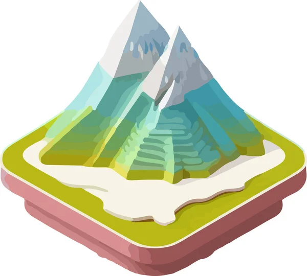 Isometrische Schöne Berglandschaft Vektor Vektorillustration — Stockvektor
