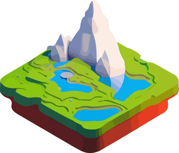 Isométrico Hermoso Paisaje Montaña Vector Ilustración Vectorial — Archivo Imágenes Vectoriales