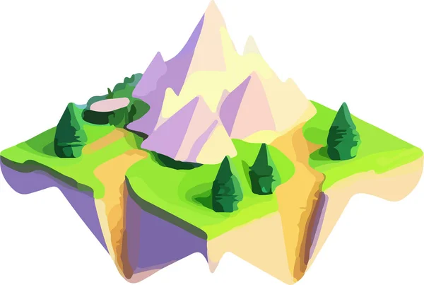 Isométrico Hermoso Paisaje Montaña Vector Ilustración Vectorial — Archivo Imágenes Vectoriales