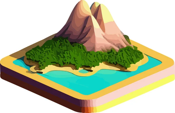 Isométrique Beau Vecteur Paysage Montagne Illustration Vectorielle — Image vectorielle