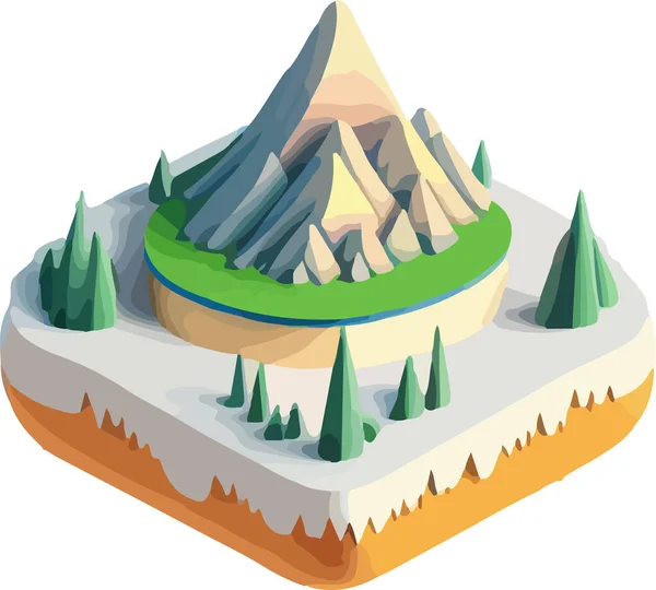 Isométrico Hermoso Paisaje Montaña Vector Ilustración Vectorial — Archivo Imágenes Vectoriales