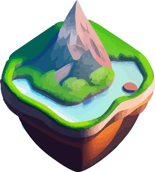 Isométrico Hermoso Paisaje Montaña Vector Ilustración Vectorial — Archivo Imágenes Vectoriales