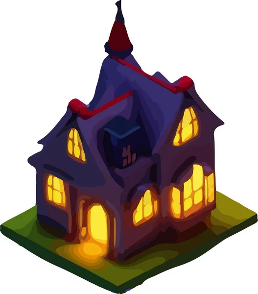 Ilustração Isométrica Vetorial Uma Casa Halloween Isole Fundo Branco Ilustração —  Vetores de Stock