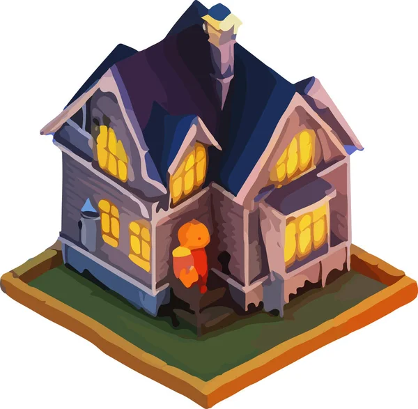 Illustration Vectorielle Isométrique Une Maison Halloween Isoler Sur Fond Blanc — Image vectorielle