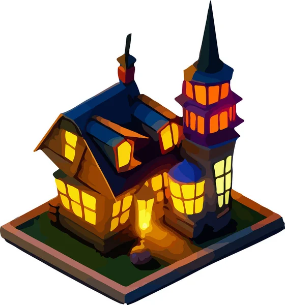 Illustration Vectorielle Isométrique Une Maison Halloween Isoler Sur Fond Blanc — Image vectorielle