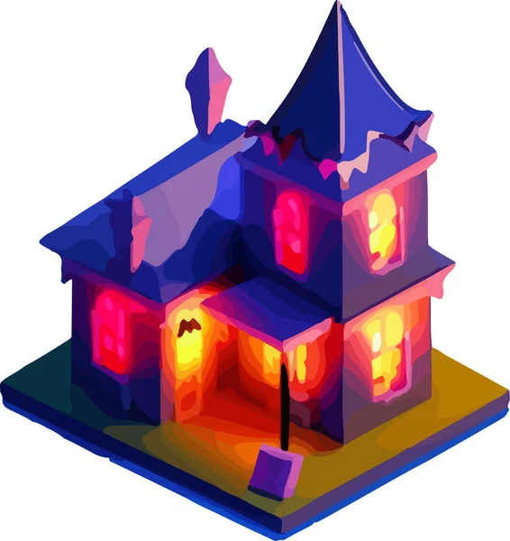 Vector Isometrische Illustratie Van Een Huis Halloween Isoleer Een Witte — Stockvector