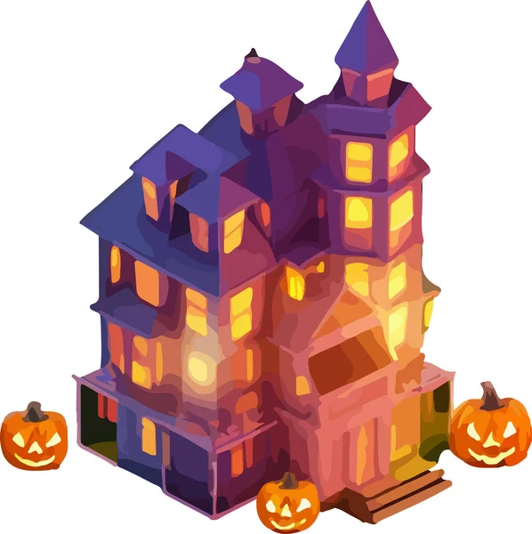 Illustration Vectorielle Isométrique Une Maison Halloween Isoler Sur Fond Blanc — Image vectorielle