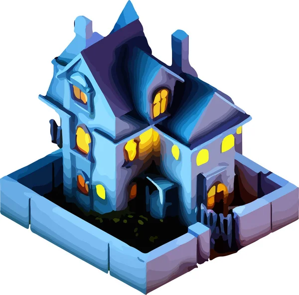 Vector Isometrische Illustratie Van Een Huis Halloween Isoleer Een Witte — Stockvector