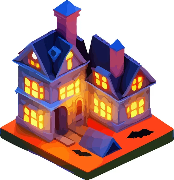 Ilustración Isométrica Vectorial Una Casa Halloween Aislar Sobre Fondo Blanco — Archivo Imágenes Vectoriales