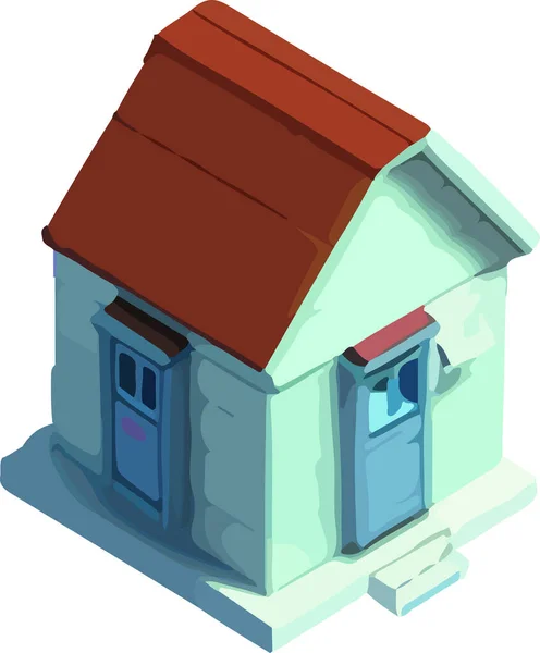Beautiful Small Isometric House White Background Vector Illustration — Stock Vector