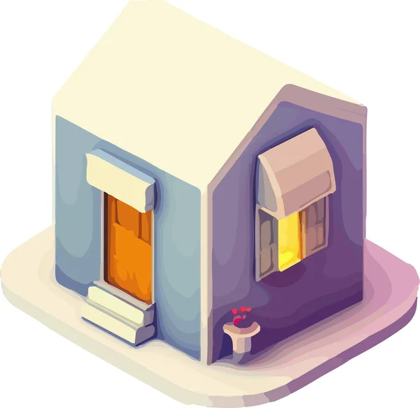 Schönes Kleines Isometrisches Haus Auf Weißem Hintergrund Vektorillustration — Stockvektor