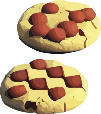 Çikolatalı kurabiyelerin Isometric stili 3 boyutlu vektör çizimi. Beyaz arka planda izole edilmiş. Vektör illüstrasyonu
