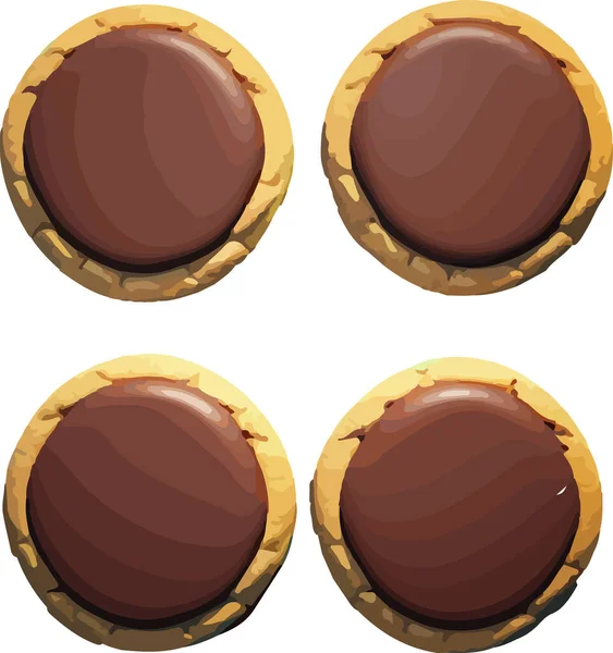 Estilo Isométrico Vector Ilustración Galletas Con Chocolate Aislado Sobre Fondo — Vector de stock