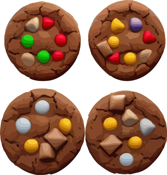 Illustration Vectorielle Style Isométrique Biscuits Chocolat Isolé Sur Fond Blanc — Image vectorielle