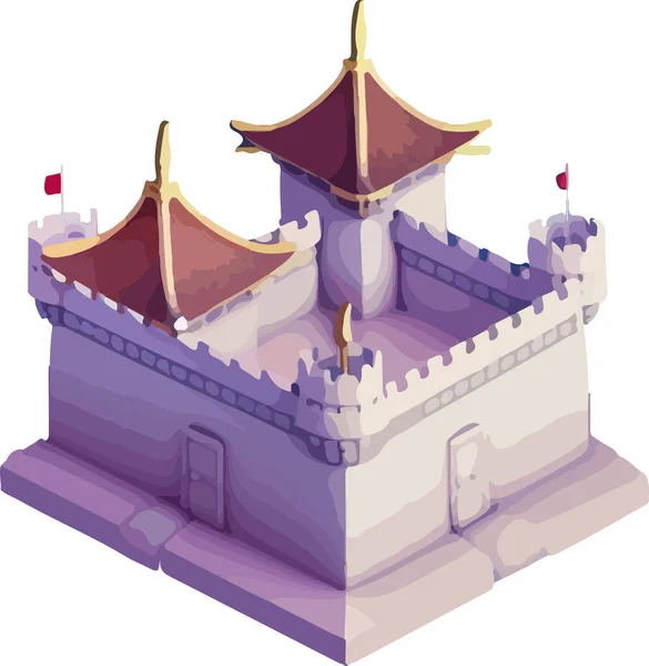 Vector Isométrico Bajo Poli Castillo Japonés Ilustración Vectorial — Vector de stock