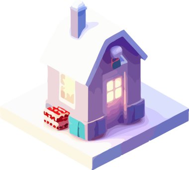 Vektör 'deki Noel Evi. Isometric . Vektör illüstrasyonu