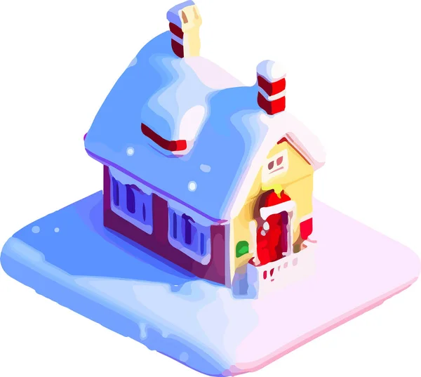 Casa Navidad Vector Isométrico Ilustración Vectorial — Vector de stock