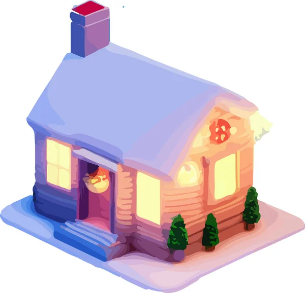 Vektör 'deki Noel Evi. Isometric . Vektör illüstrasyonu