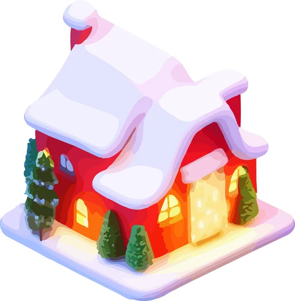 Vektör 'deki Noel Evi. Isometric . Vektör illüstrasyonu