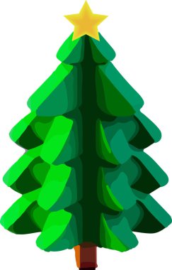 Beyaz arka planda izole edilmiş Isometric Noel ağaçları. Vektör düşük polyester illüstrasyon. Vektör illüstrasyonu