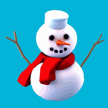 Eşarplı kardan adam düz dizayn. - Evet. Vektör illüstrasyonu