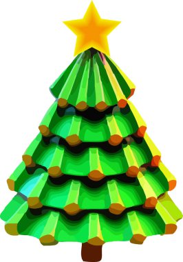 Beyaz arka planda izole edilmiş Isometric Noel ağaçları. Vektör düşük polyester illüstrasyon. Vektör illüstrasyonu