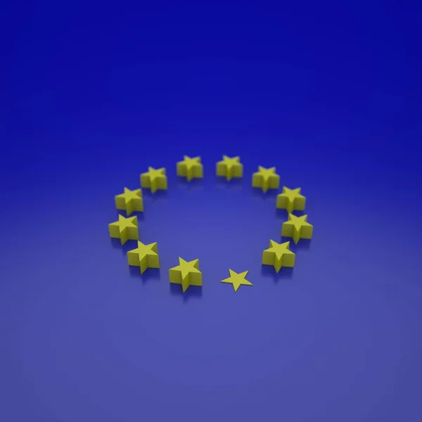Kavramsal Örnekleme Avrupa Bayrağının Yıldızlarından Biri Diğerlerinden Daha Küçüktür — Stok fotoğraf