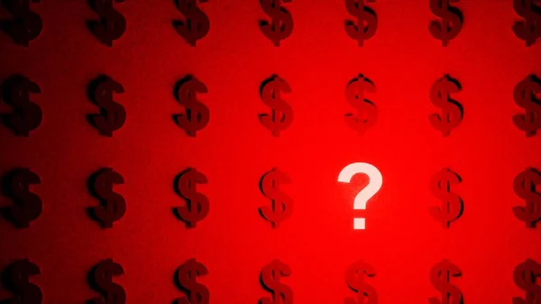 Where is the money?  And other questions about financial matters....Rows of dollar signs lluminated by a question mark