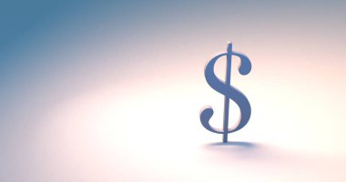 Beyaz arka planda tek bir dolar işareti. Kopyalama alanı olan 8K resim.
