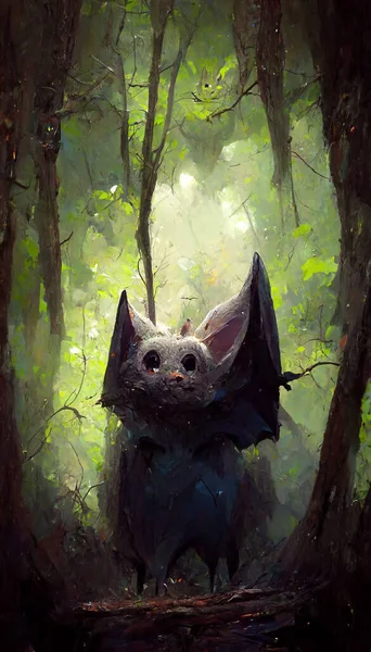 ghost bat in the forest 3D illustration