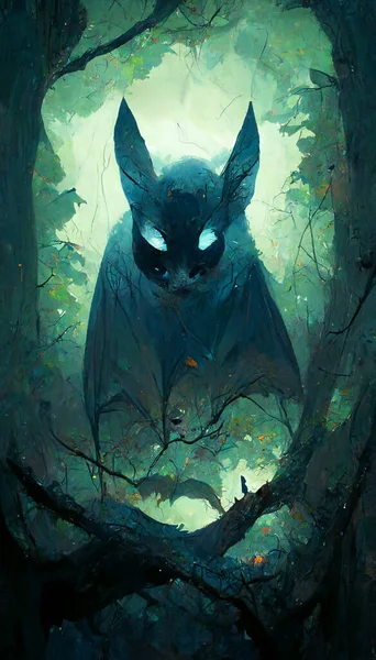 ghost bat in the forest 3D illustration