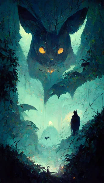 ghost bat in the forest 3D illustration