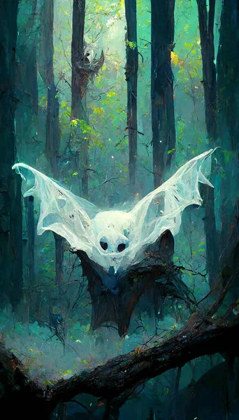 ghost bat in the forest 3D illustration