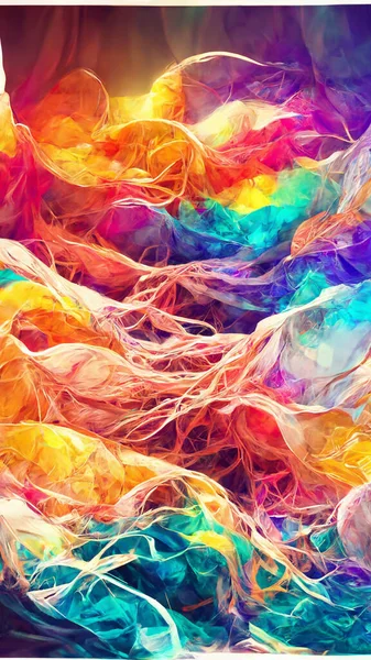 Abstract blurred gradient mesh background in bright rainbow 3D illustration