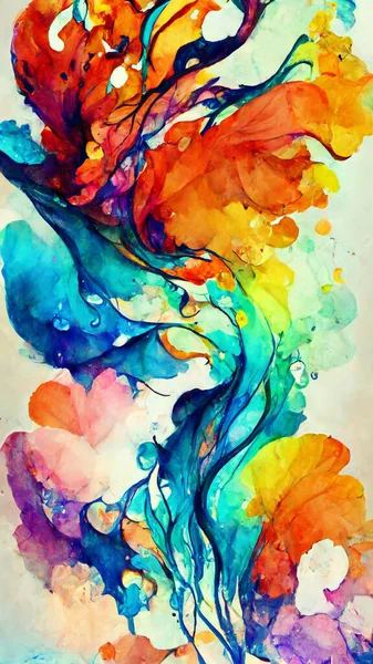 Artistic rainbow colors splash watercolor background. Bright 3D illustration