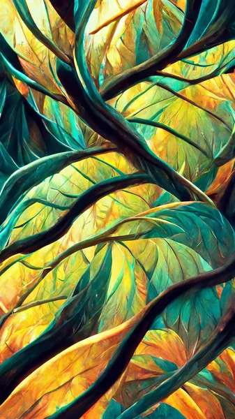 ultra realistic forest tropical fractal 3D illustration