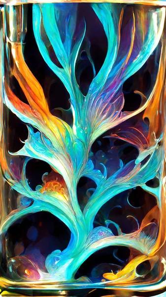 light chemistry glass fractal colorful 3D illustration