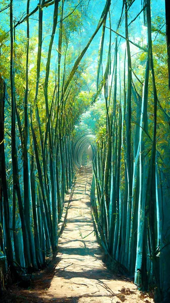 Bamboo Forest Tunnel Landscape Concept Map 3D illustration