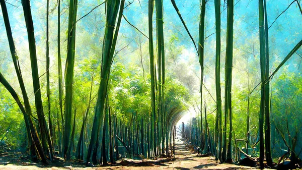 Bamboo Forest Tunnel Landscape Concept Map 3D illustration