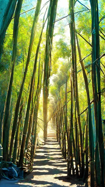 Bamboo Forest Tunnel Landscape Concept Map 3D illustration