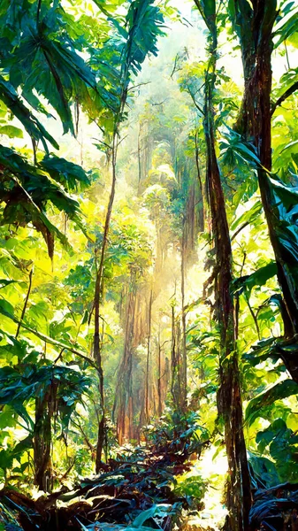 Tropical  Rain forest Landscape Tropical forest Forest 3D illustration