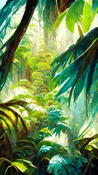 Tropical  Rain forest Landscape Tropical forest Forest 3D illustration