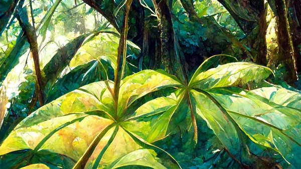 Tropical Rain forest Landscape Tropical forest 3D illustration