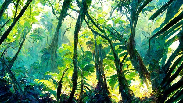 Tropical Rain forest Landscape Tropical forest 3D illustration