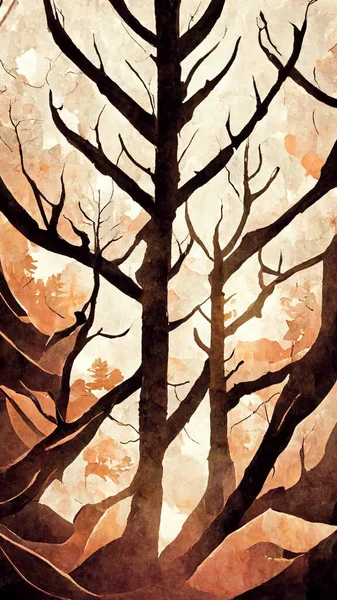 Coniferous forest silhouette template. Woods illustration 3D illustration