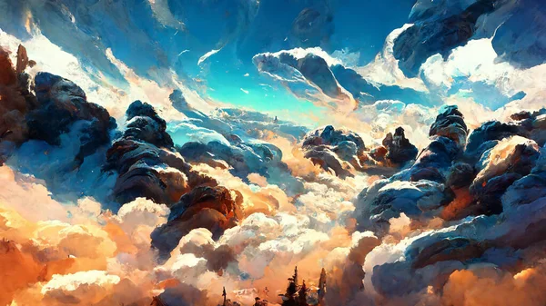 Atmosphere Clear Sky With Clouds Texture 3D illustration