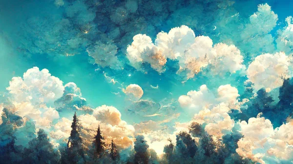 Atmosphere Clear Sky With Clouds Texture 3D illustration