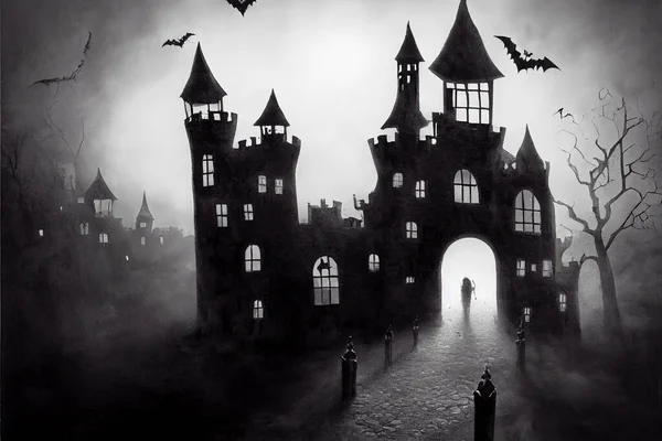 Halloween Ghost Castle 3D illustration