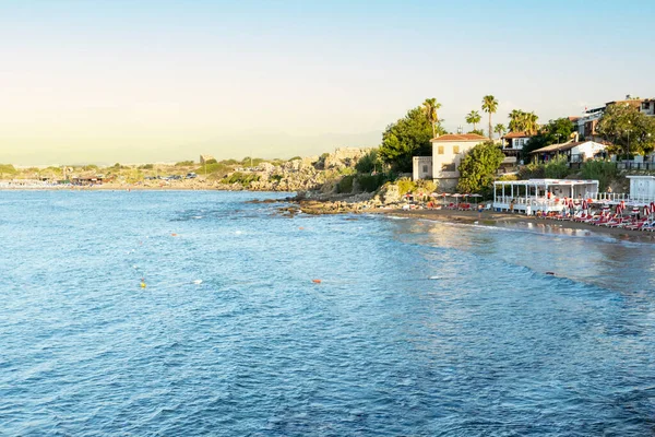 Vista Panoramica Antalya Della Costa Mediterranea Tramonto Vacanze Estive Nel — Foto Stock